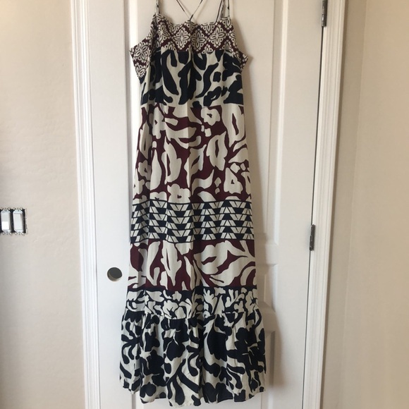 Anthropologie Strappy Tiered Maxi Dress Navy/Marin size XL - Picture 5 of 8